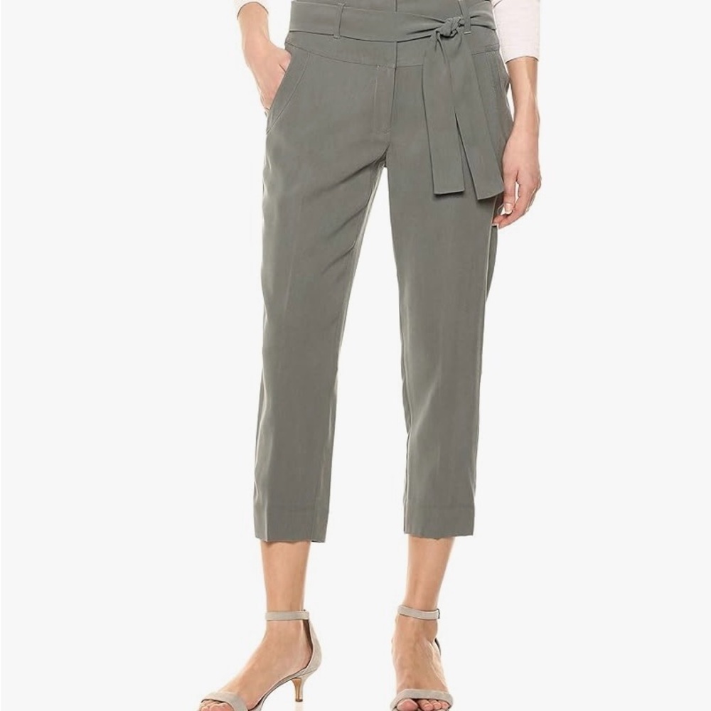 BCBGeneration Olive Tie-Waist Cropped Pants